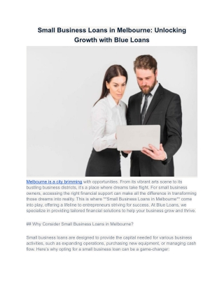 Small Business Loans in Sydney