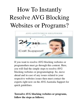 how to instantly resolve avg blocking websites