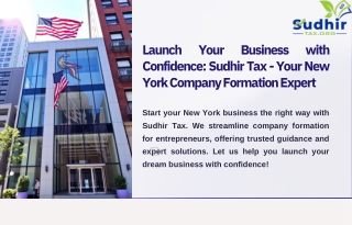 Best Company Formation Consultant In New York | Sudhir Tax