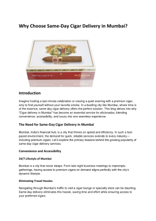 why choose same day cigar delivery in mumbai