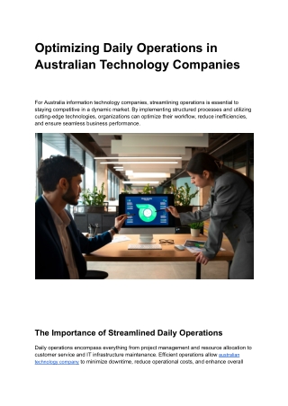 Optimizing Daily Operations in Australian Technology Companies