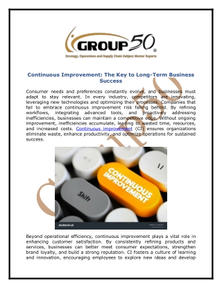 Continuous Improvement: The Secret to Long-Term and Sustained Business Success