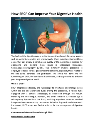 How ERCP Can Improve Your Digestive Health