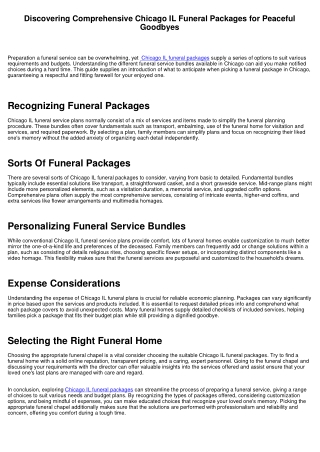 Discovering Comprehensive Chicago IL Funeral Service Bundles for Calm Goodbyes
