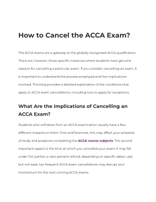 How to Cancel the ACCA Exam