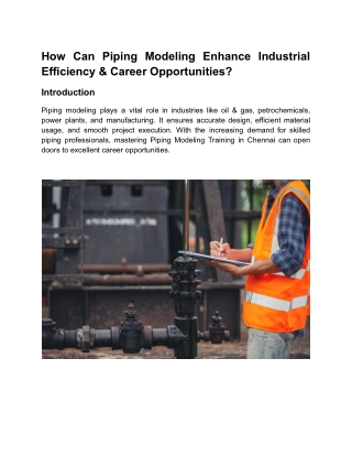 how can piping modeling enhance industrial