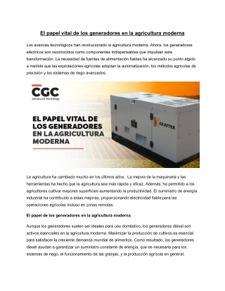 El Papel Vital de Los Generadores en la Agricultura Moderna