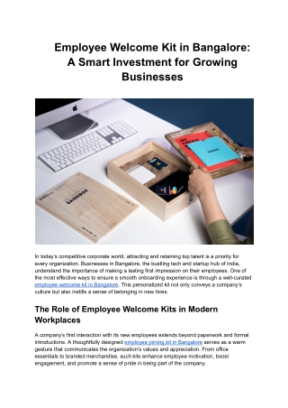 Employee Welcome Kit in Bangalore: A Smart Investment for Growing Businesses