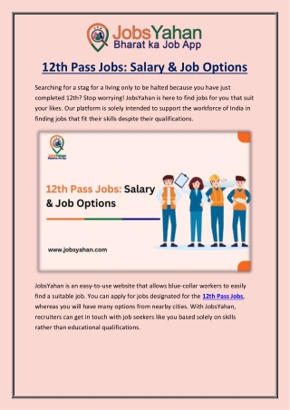 12th Pass Jobs: Salary & Job Options