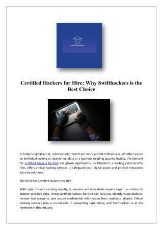 Hire A Genuine Certified Website Hackers In USA | Swifthackers