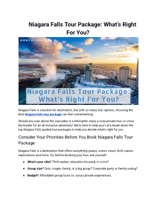 Niagara Falls Tour Package: What’s Right For You?