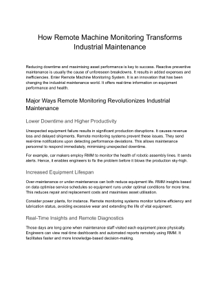 Prescient- How Remote Machine Monitoring Transforms Industrial Maintenance