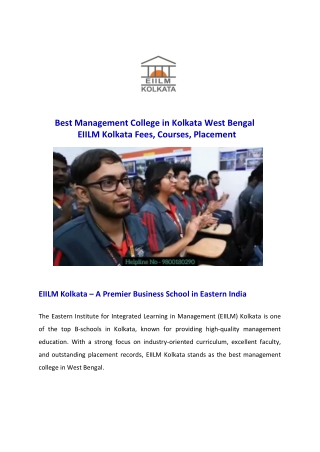 EIILM Kolkata Fees, Courses, Placement  Best Management College in WB Top B-School in Eastern India