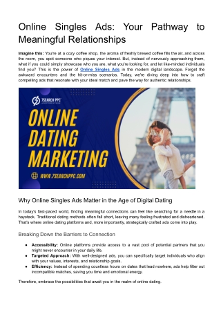 online singles ads your pathway to meaningful