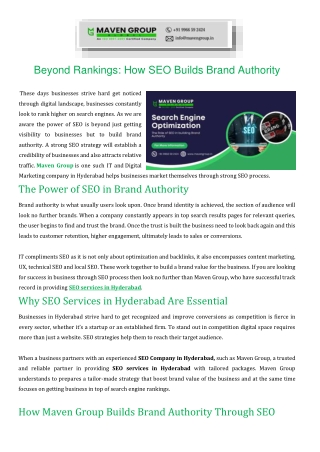 Beyond Rankings How SEO Builds Brand Authority