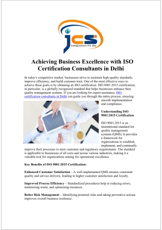 ISO certification consultants in delhi