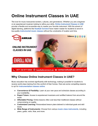 Online Instrument Classes in UAE