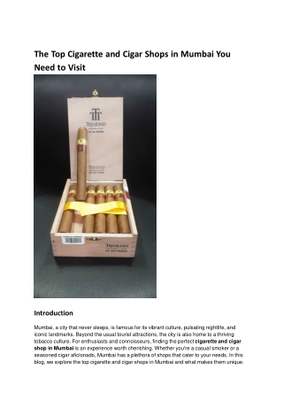 The Top Cigarette and Cigar Shops in Mumbai You Need to Visit