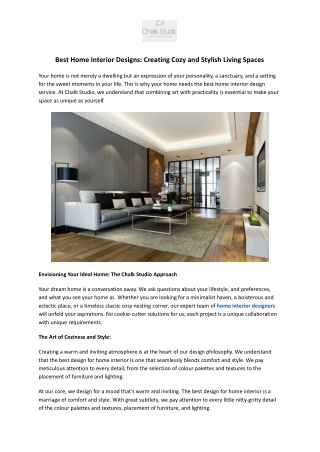 Best Home Interior Designs by Chalk Studio Gurgaon