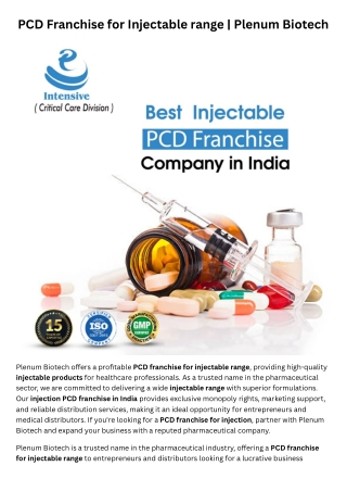 pcd franchise for injectable range plenum biotech