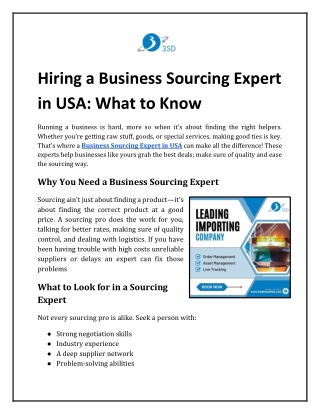Hiring a Business Sourcing Expert in USA: What to Know