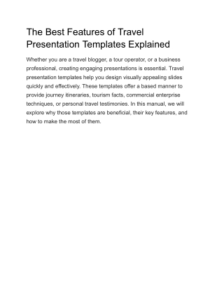 The Best Features of Travel Presentation Templates Explained