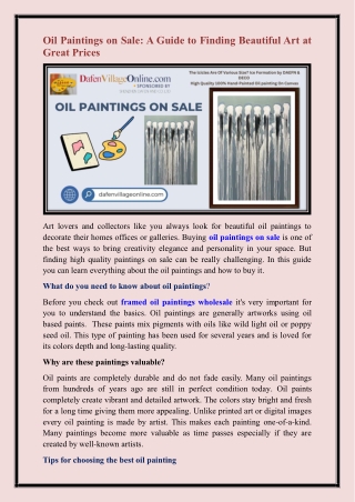 oil paintings on sale