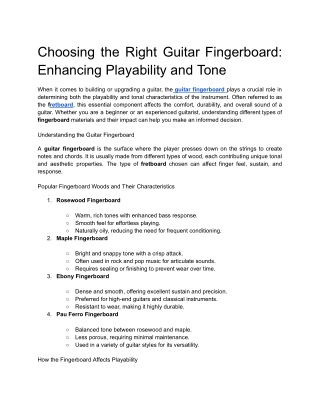 choosing the right guitar fingerboard enhancing