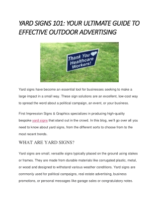YARD SIGNS 101 YOUR ULTIMATE GUIDE TO EFFECTIVE OUTDOOR ADVERTISING