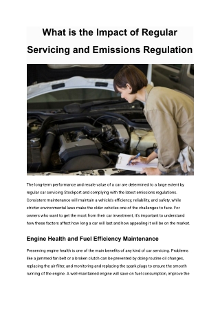 What is the Impact of Regular Servicing and Emissions Regulation