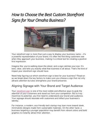 How to Choose the Best Custom Storefront Signs for Your Omaha Business