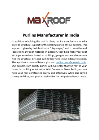 Purlins Manufacturer in India.docx