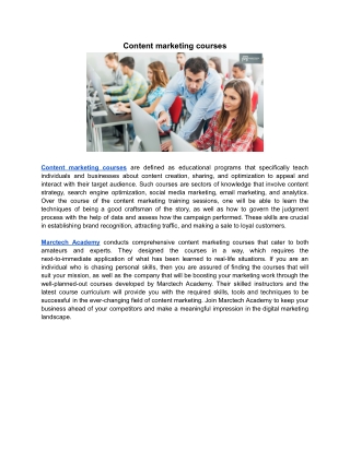 Content marketing courses | Marctech Academy