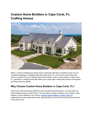 Custom Home Builders in Cape Coral, FL_ Crafting Homes
