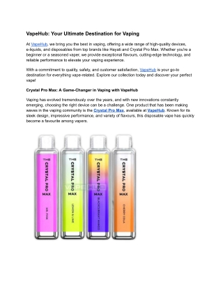 Crystal Pro Max: A Game-Changer in Vaping with VapeHub