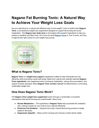Nagano Tonic