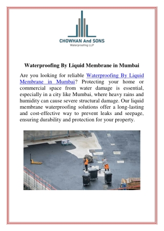 Waterproofing By Liquid Membrane in Mumbai