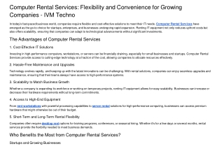 Computer Rental Services: Flexibility and Convenience for Growing Companies - IV