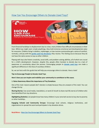 How Can You Encourage Others to Donate Used Toys