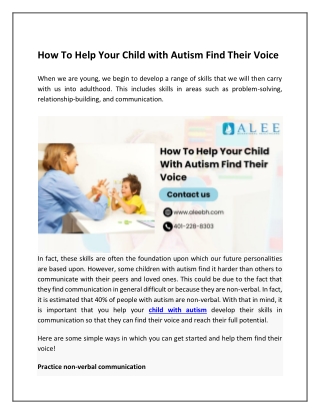 How To Help Your Child With Autism Find Their Voice