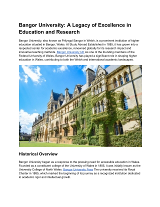 study abroad  bangor university ranking