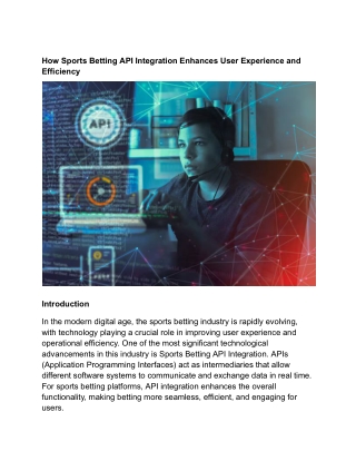 Optimizing User Experience and Efficiency with Sports Betting API Integration
