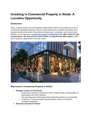 Investing in Commercial Property in Noida_ A Lucrative Opportunity