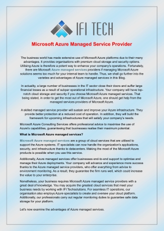 Microsoft Azure Managed Service Provider