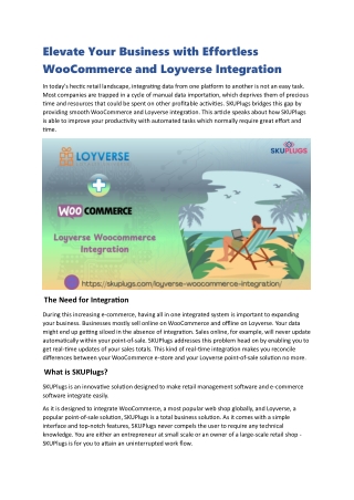 Elevate Your Business with Effortless WooCommerce and Loyverse Integration
