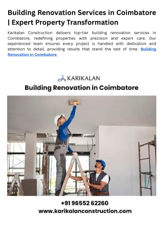 Building Renovation in Coimbatore | Professional Renovation Services
