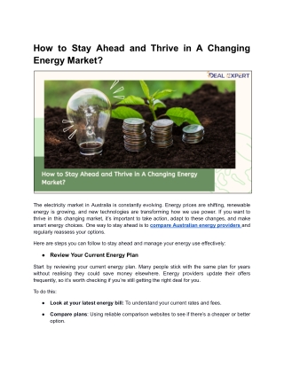 How To Stay Ahead And Thrive In A Changing Electricity Market