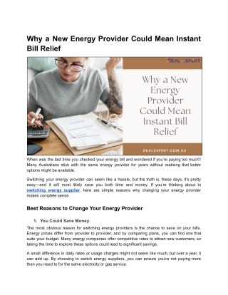 Why A New Energy Provider Could Mean Instant Bill Relief