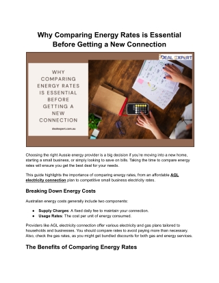 Why Comparing Energy Rates is Essential Before Getting a New Connection