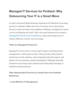 managed it services for portland why
